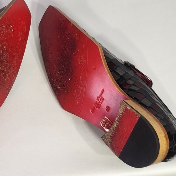 Emilio Franco Narciso Couture Crocodile Print Calf-Skin Leather Bordeaux Size 45 main image 6